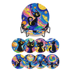 ✨ 8Pcs – Diamond Painting – Chat noir contemplant les étoiles