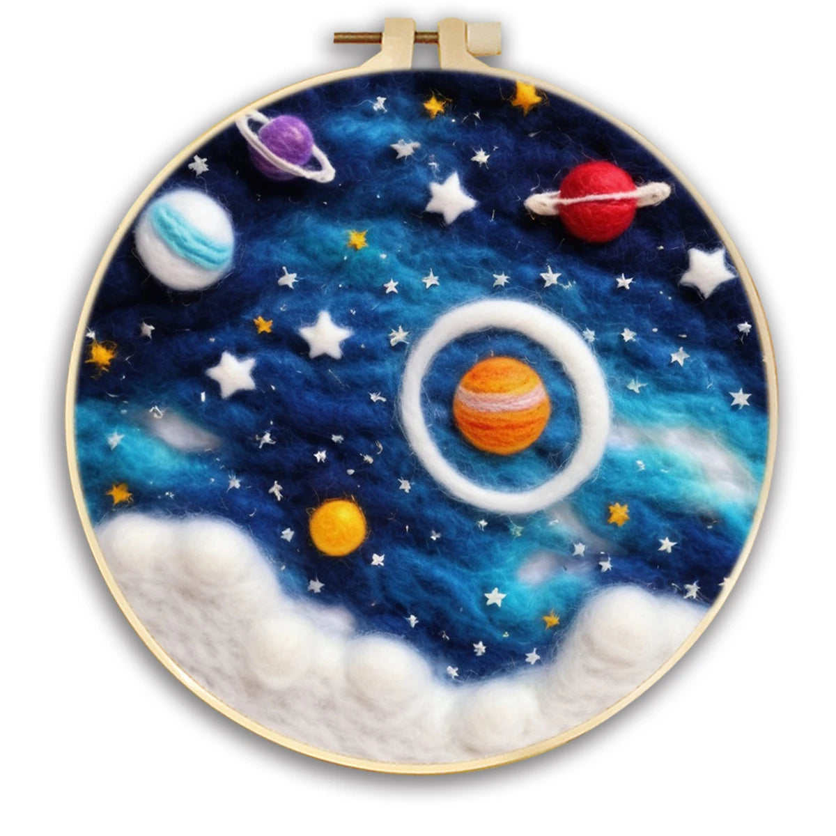 Starry Sky Landscape Needle Felting Painting Kits Adult DIY Wool Needle Felting Starter Kit Mountain Scenery Craft Painting Gift