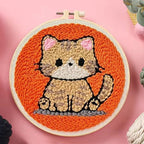 🐱 Kit de broderie Punch Needle – Chat roux majestueux