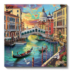 🛶 Diamond Painting – Fleuve fleuri et coucher de soleil