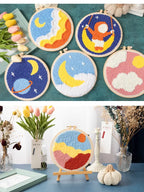 🌙 Kit de broderie Punch Needle – Petit garçon et renard