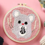 🐭 Kit de broderie Punch Needle – Souris grise