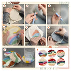 6Pcs Cup Mat Coaster Punch Needle Embroidery Kit For Adult Heart-Shaped Tufting Coaster Drink Mug Mat Table Placemat Decor