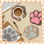 6Pcs Cup Mat Coaster Punch Needle Embroidery Kit For Adult Heart-Shaped Tufting Coaster Drink Mug Mat Table Placemat Decor
