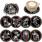💐 8Pcs – Diamond Painting – Animaux festifs style Día de los Muertos