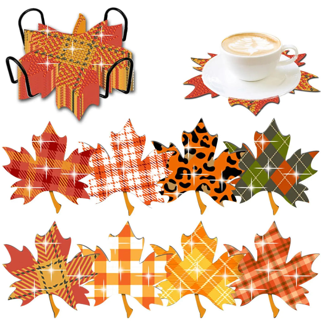 🍂 8Pcs – Diamond Painting – Feuilles d’automne