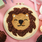 🦁 Kit de broderie Punch Needle – Lion souriant