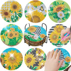 🌻 8Pcs – Diamond Painting – Fleurs jaunes éclatantes