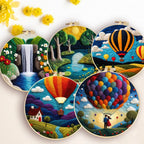 GATYZTORY DIY Wool Painting Kit With Frame Felting Needles Handmade Picture Kit Hot Air Balloon For Home Decors Crafts Gift