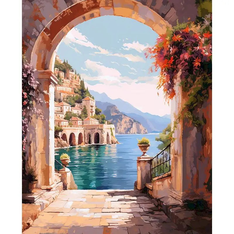 GATYZTORY DIY Oil Painting By Numbers Kit Pink Scenery Acrylic Paint By Numbers Diy Numbers Painting Art On Canvas By Numbers