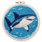 🦈 Kit de broderie Punch Needle – Requin bleu