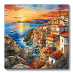 🌊 Diamond Painting – Ville perchée sur rochers