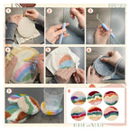 6pcs Cat Punch Needle Embroidery Coaster Set For Adult Punch Needle Embroidery Set Animal Tufting Coaster Art and Crafts